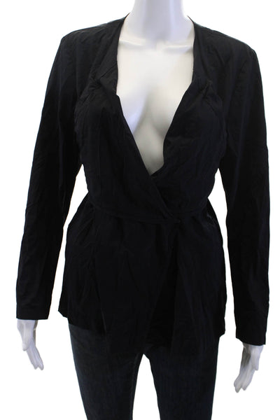 Katharina Hovman Women Black V-Neck Tie Blazer Long Sleeve Designer Size 44