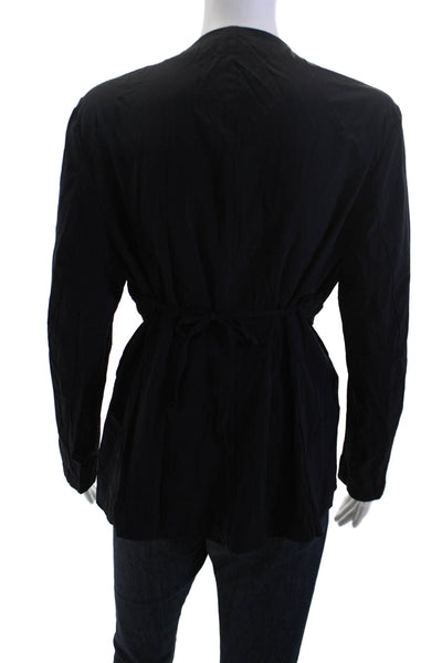 Katharina Hovman Women Black V-Neck Tie Blazer Long Sleeve Designer Size 44