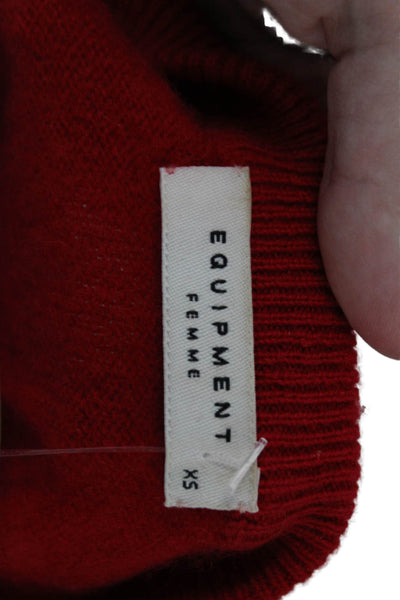 Equipment Femme Womens Red Cashmere Pullover Crew Neck Long Sleeve Size XS