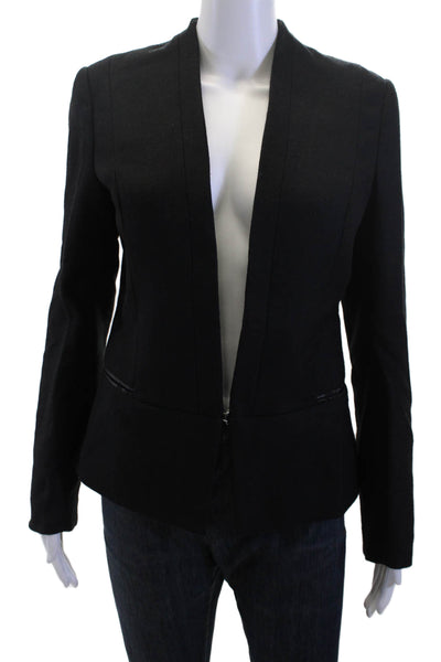 Maison Scotch Womens Black Zip Blazer Solid Wool Blend Size M