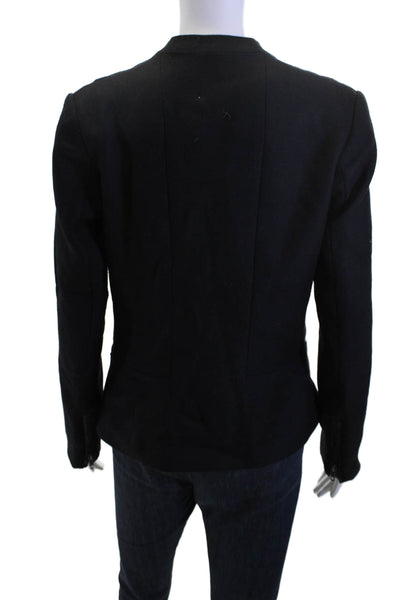 Maison Scotch Womens Black Zip Blazer Solid Wool Blend Size M