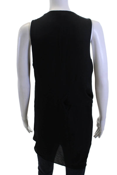 Helmut Lang Women Black Tunic V-Neck Sleeveless Size 34