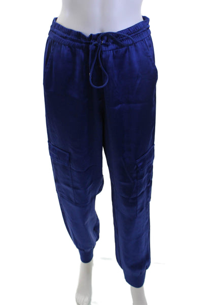 Me + Em Womens Cargo Jogger Pants Blue Polyester Drawstring Size 10