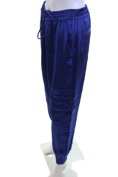 Me + Em Womens Cargo Jogger Pants Blue Polyester Drawstring Size 10