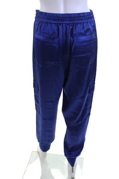 Me + Em Womens Cargo Jogger Pants Blue Polyester Drawstring Size 10