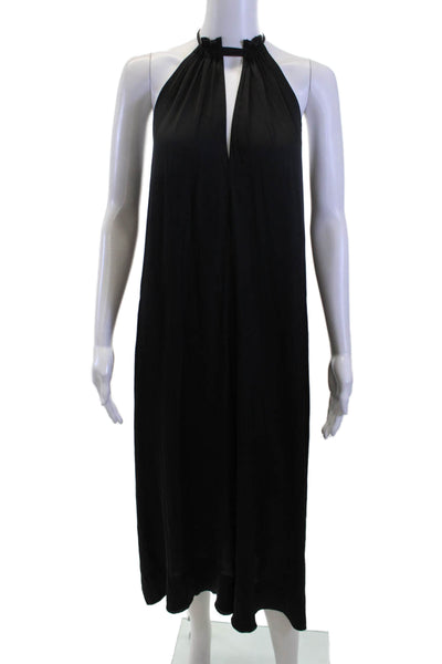 BCBGMAXAZRIA Women Maxi Trapeze Swing Black Dress Sleeveless High Neck Size S