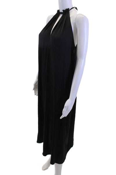 BCBGMAXAZRIA Women Maxi Trapeze Swing Black Dress Sleeveless High Neck Size S