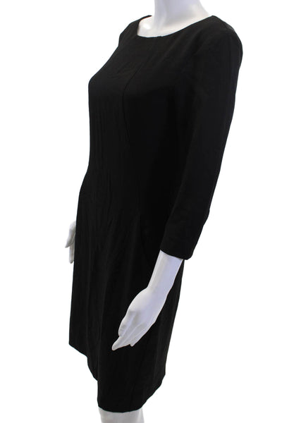 M.M. Lafleur Womens Black Sheath Dress 3/4 Sleeve Hook & Eye Size 4