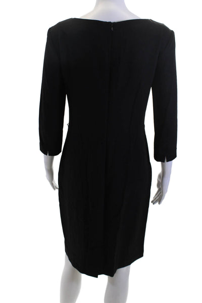 M.M. Lafleur Womens Black Sheath Dress 3/4 Sleeve Hook & Eye Size 4