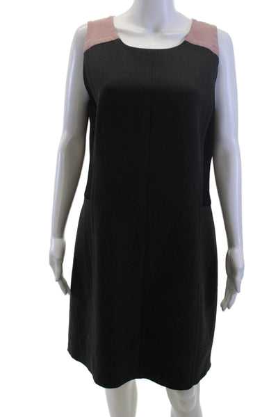 Jil Sander Womens Shift Dress Black Sleeveless Midi Round Neck Size L