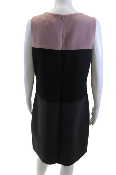 Jil Sander Womens Shift Dress Black Sleeveless Midi Round Neck Size L