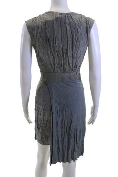 Allsaints Women Dark Gray Sleeveless Wrap Dress V-Neck Zip Size 4