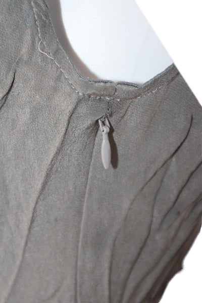 Allsaints Women Dark Gray Sleeveless Wrap Dress V-Neck Zip Size 4
