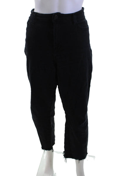 L Agence Women Cropped Black Cotton Blend Pants Size 31