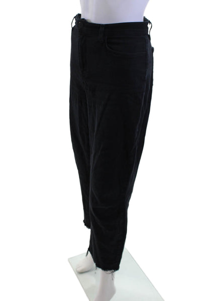 L Agence Women Cropped Black Cotton Blend Pants Size 31
