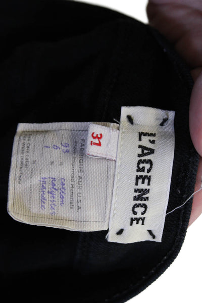 L Agence Women Cropped Black Cotton Blend Pants Size 31
