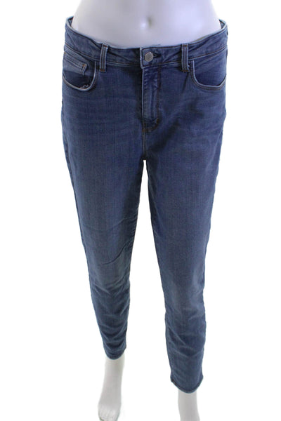 L Agence Womens Ankle Skinny Jeans Blue Mid Rise Button Size 31