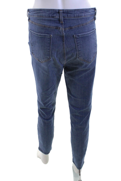 L Agence Womens Ankle Skinny Jeans Blue Mid Rise Button Size 31