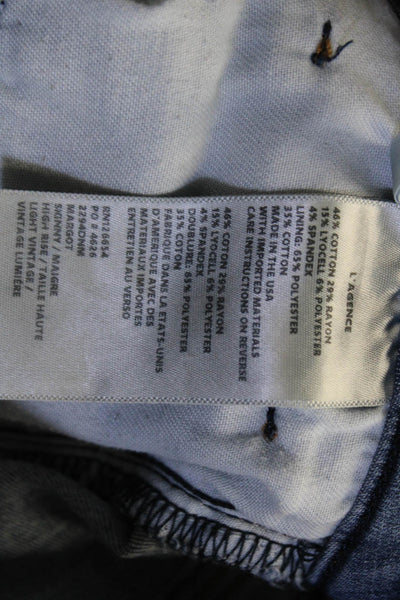 L Agence Womens Ankle Skinny Jeans Blue Mid Rise Button Size 31