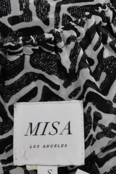Misa Women Shift Sundress Black Geometric Sleeveless Short Boho Size S