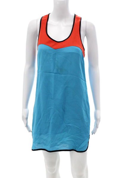 Tibi Womens Blue Silk Tank Dress Sleeveless Short Beach Size S