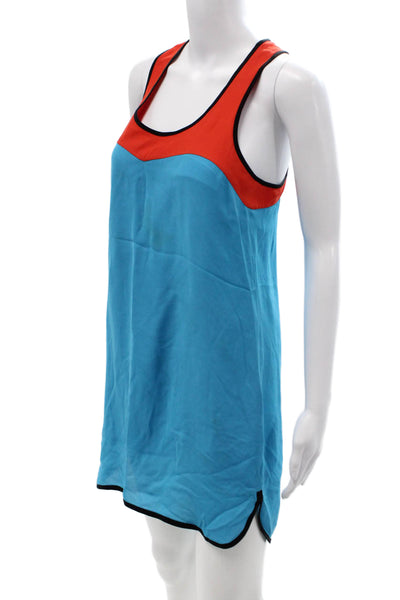 Tibi Womens Blue Silk Tank Dress Sleeveless Short Beach Size S
