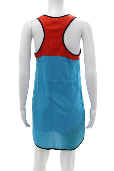 Tibi Womens Blue Silk Tank Dress Sleeveless Short Beach Size S