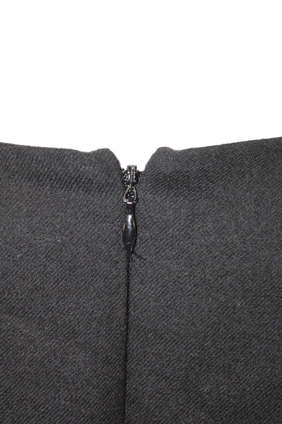 J Crew Women Shift Dress Black Wool Long Sleeve Zip Round Neck Size 2