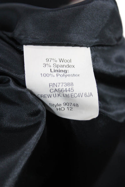 J Crew Women Shift Dress Black Wool Long Sleeve Zip Round Neck Size 2