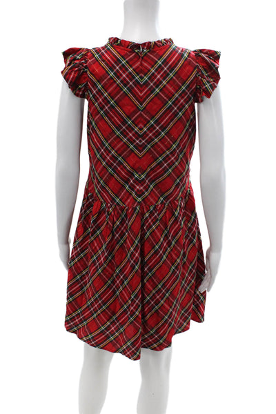 Vineyard Vines Women A-Line Shift Red Plaid Sleeveless Crew Neck Dress Size 0