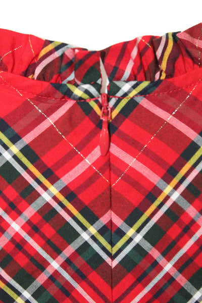 Vineyard Vines Women A-Line Shift Red Plaid Sleeveless Crew Neck Dress Size 0