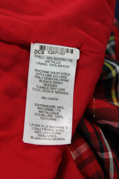 Vineyard Vines Women A-Line Shift Red Plaid Sleeveless Crew Neck Dress Size 0