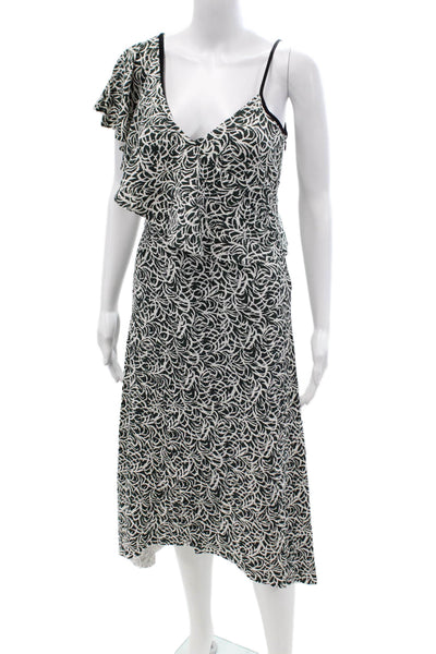 Club Monaco, Womens Floral V-Neck Slip Dress Black Knee-Length Size 2