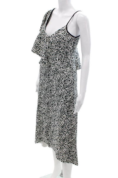 Club Monaco, Womens Floral V-Neck Slip Dress Black Knee-Length Size 2