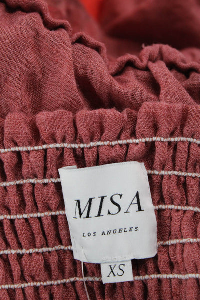 Misa Women Blouson Mini Dress Red Long Sleeve Knee-Length Size XS