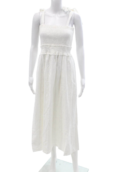 Lost + Wander Women Midi Sundress White Square Neck Tie Cotton Size XS