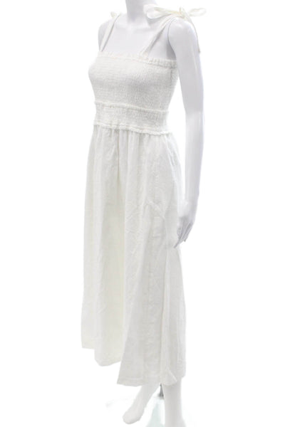 Lost + Wander Women Midi Sundress White Square Neck Tie Cotton Size XS