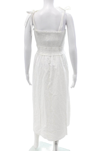 Lost + Wander Women Midi Sundress White Square Neck Tie Cotton Size XS