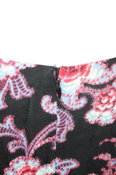 Club Monaco Womens Black Floral Shift Dress Long Sleeve Knee Length Size 2