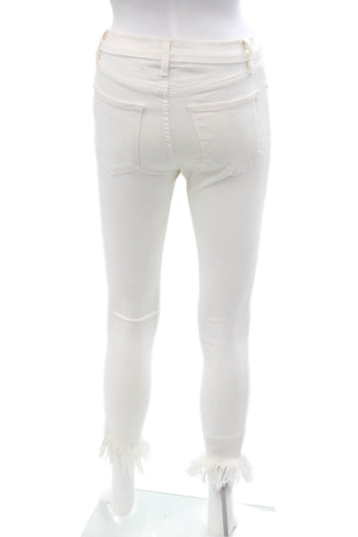 Frame Denim Womens Ankle Skinny Jeans White Button High-Rise Size 25