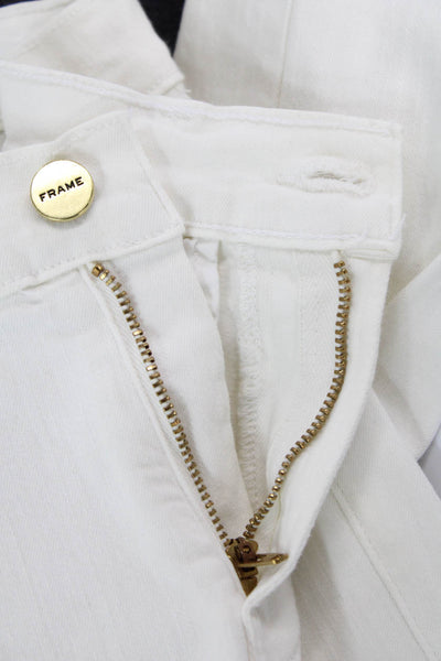 Frame Denim Womens Ankle Skinny Jeans White Button High-Rise Size 25