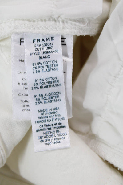 Frame Denim Womens Ankle Skinny Jeans White Button High-Rise Size 25