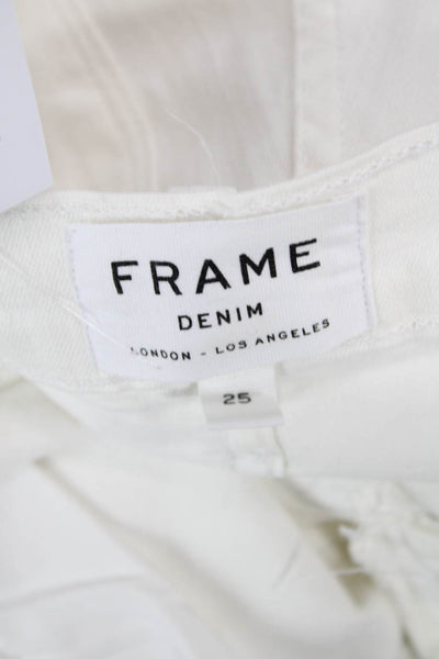 Frame Denim Womens Ankle Skinny Jeans White Button High-Rise Size 25