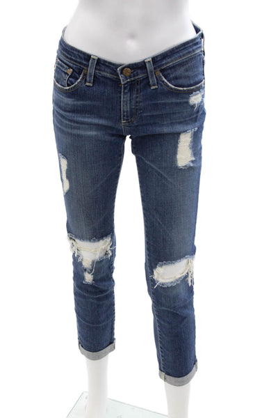 AG Adriano Goldschmied Womens Ankle Cropped Jeans Dark Blue Size 26