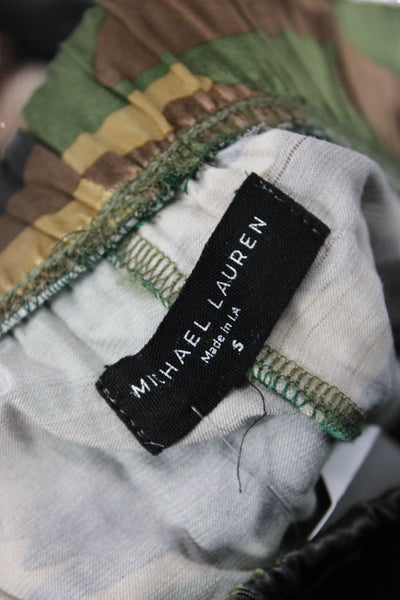 Michael Lauren Unisex Black Camouflage Viscose Satin Pants Size S
