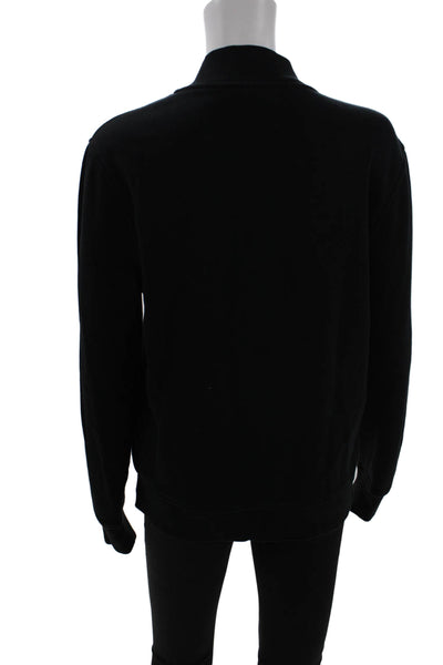 Michael Kors Women Full-Zip Sweatshirt Black Mock Neck Cotton Blend Size S