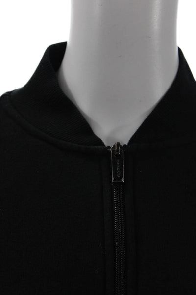 Michael Kors Women Full-Zip Sweatshirt Black Mock Neck Cotton Blend Size S