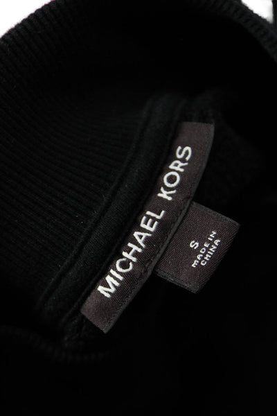 Michael Kors Women Full-Zip Sweatshirt Black Mock Neck Cotton Blend Size S