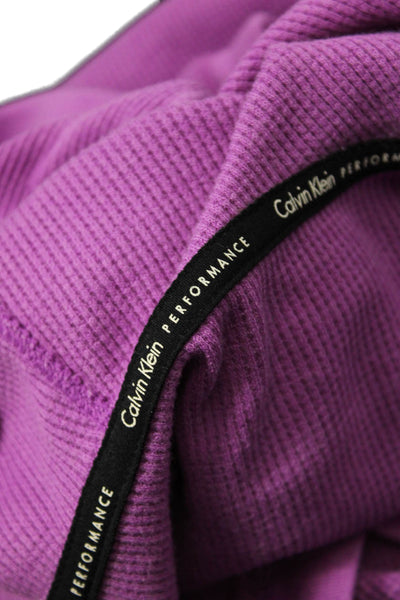 Calvin Klein Women Pullover Hoodie V-Neck Drawstring Purple Size XL