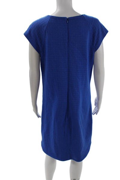 Laundry by Shelli Segal, Women, Shift Dress Blue Midi Round Neck Zip Size 12